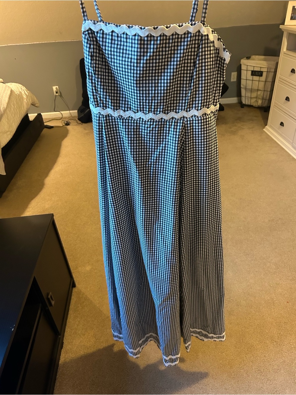 Black and White Gingham Spaghetti Strap Dress